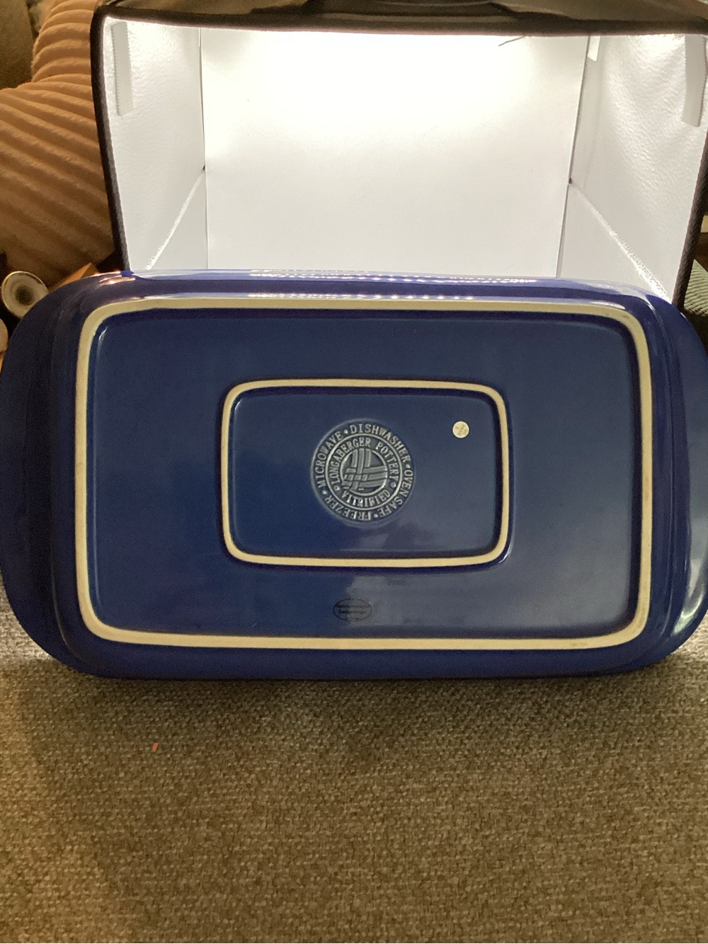 Longaberger Blue Ceramic Baking Dish 2 qt 15.75” x 9” x 3”